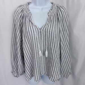 Old Navy Linen Cropped Long Sleeve Top Size Large